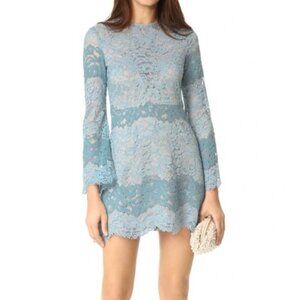 WAYF Blue Lace Dress Size M Bell Sleeves Romantic Fairycore Party‎ Wedding Guest